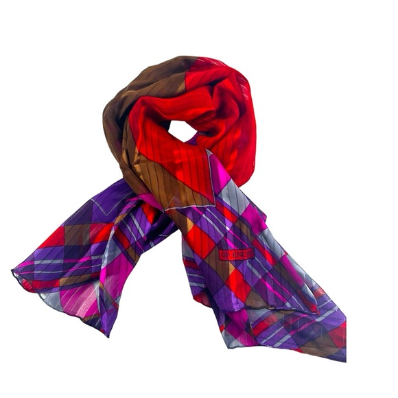 Givenchy Accessories - Givenchy Multi-Colored Red, Brown and Purple Silk Vintage Scarf